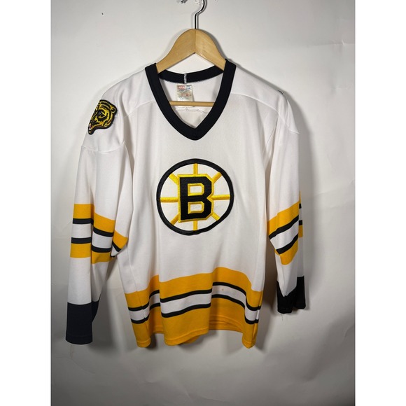Vintage CCM Maska Boston Bruins Hockey Jersey White Mens Small NHL Made in USA - Picture 1 of 10